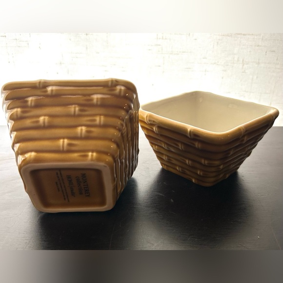 2 Home Studio, Monterey collection, bamboo theme, ceramic bowls. 4”x2.5” - Picture 2 of 8